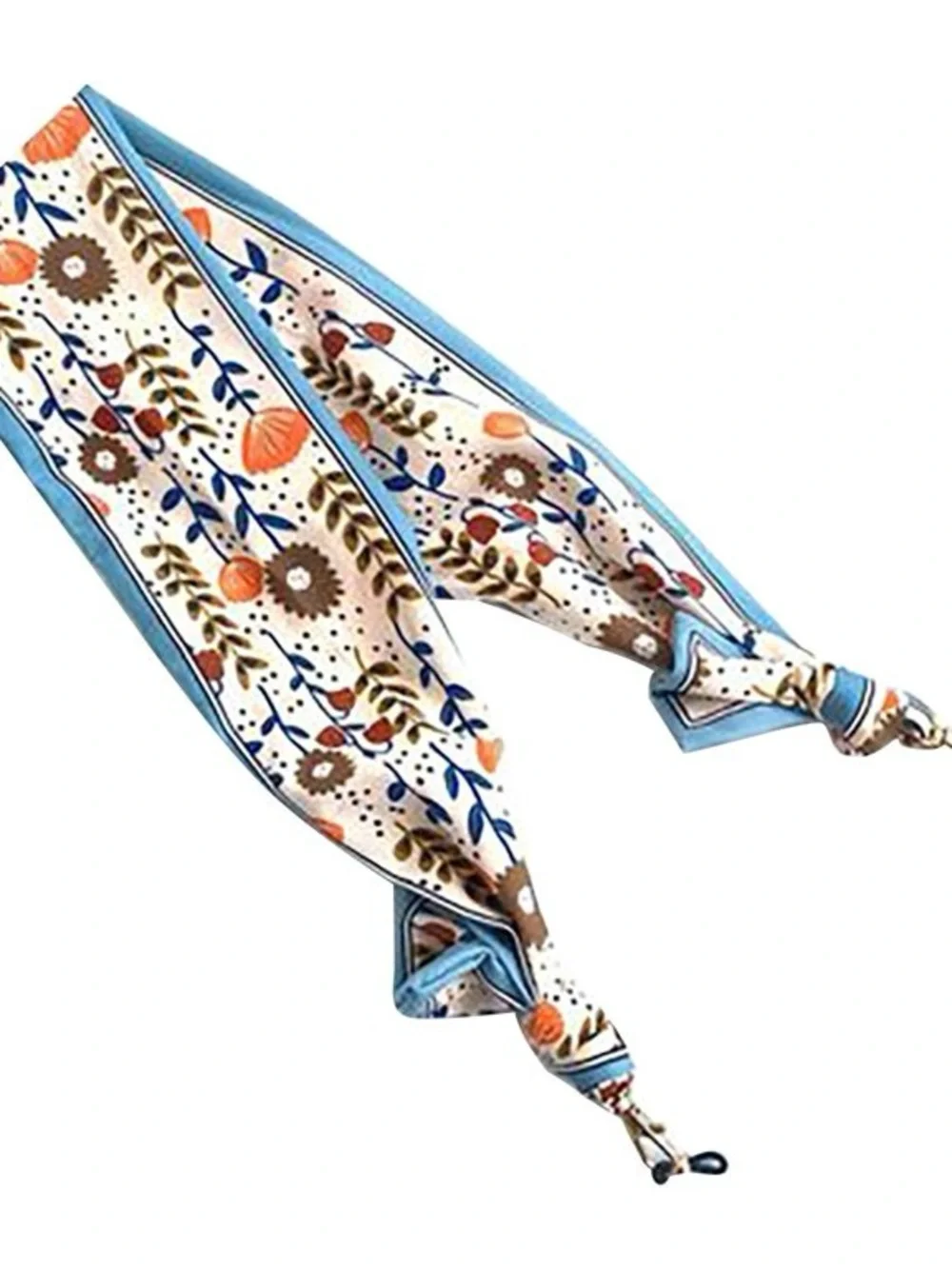 Floral Silk Eyewear Scarf - Blue & Orange NWOT